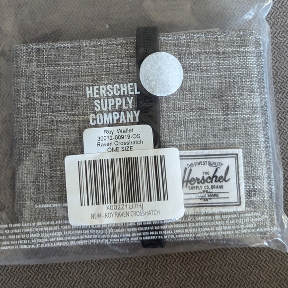 Herschel Supply Company Roy Wallet Raven Crosshatch NEW WITH TAGS - Picture 4 of 6